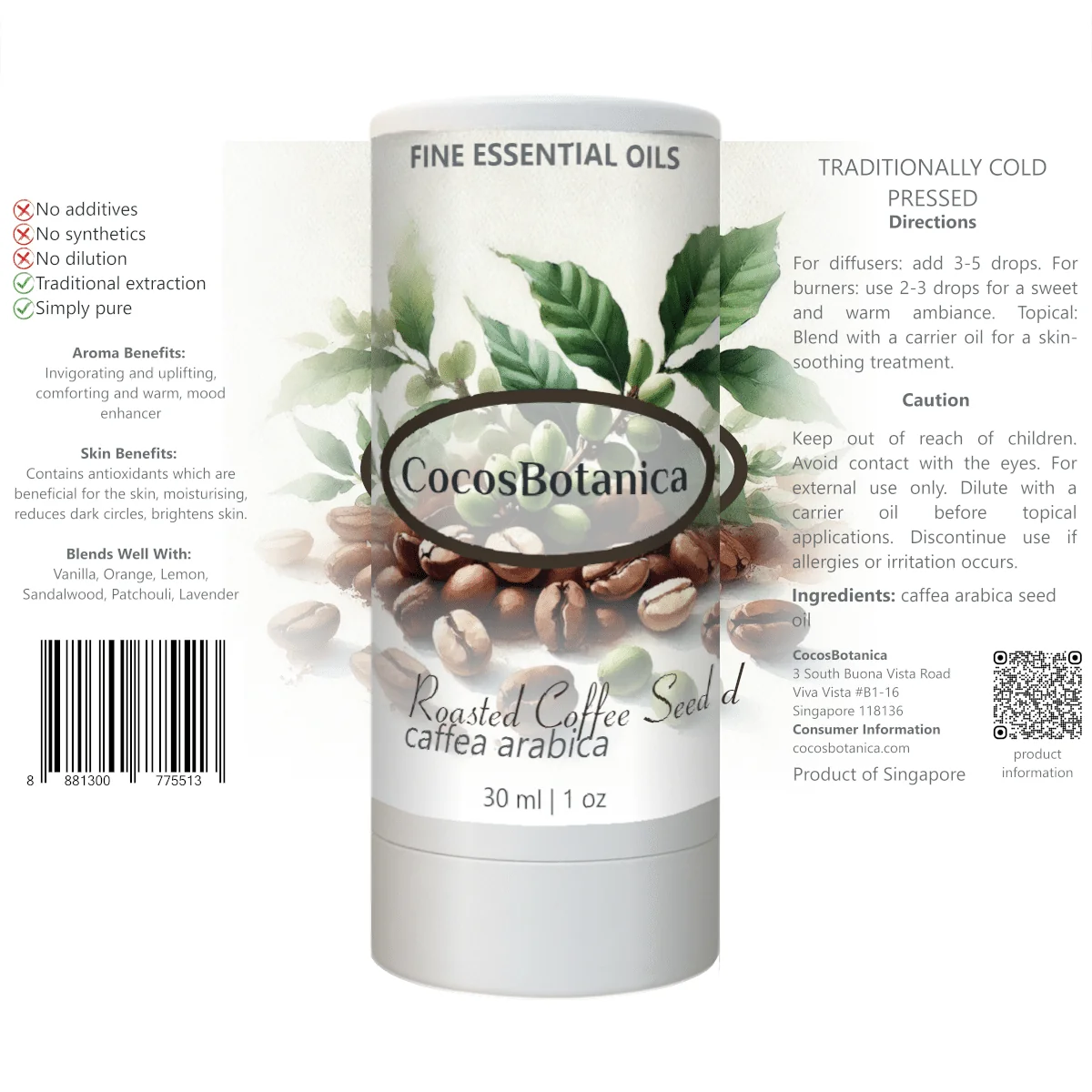 Roasted Coffee (caffea arabica) Seed Oil 30 ml