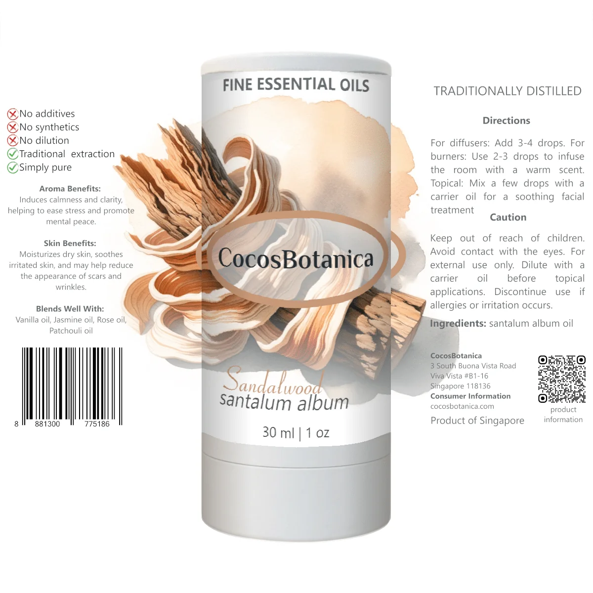 Sandalwood Oil (Santalum album Oil) 30 ml