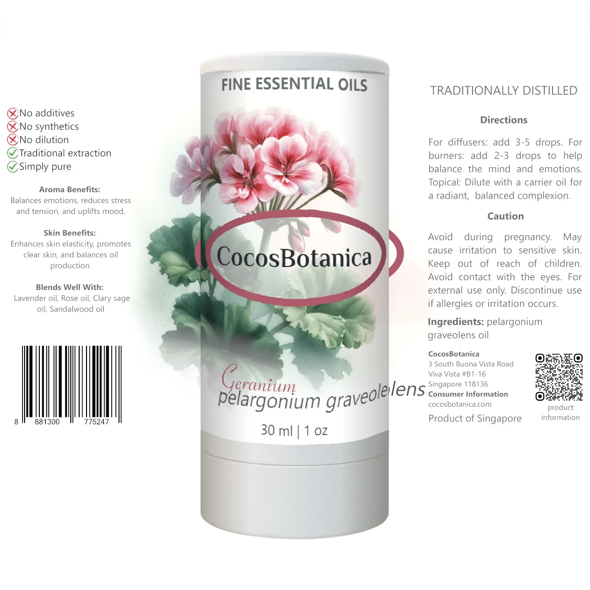 Geranium Oil (Pelargonium graveolens Oil) 30 ml