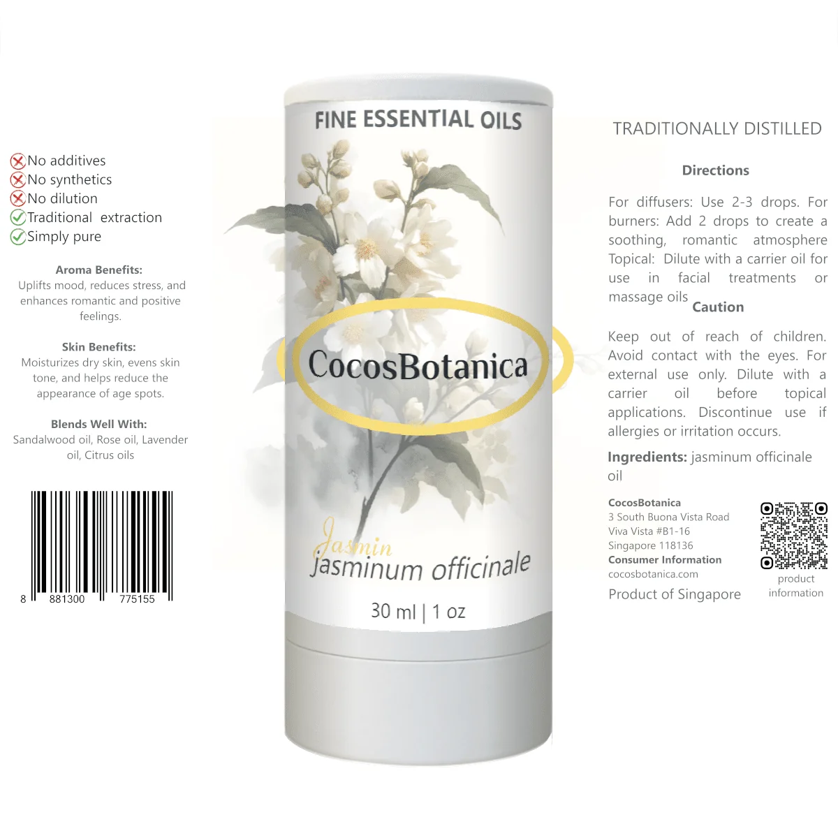 Jasmine Oil (Jasminum officinale Oil) 30 ml