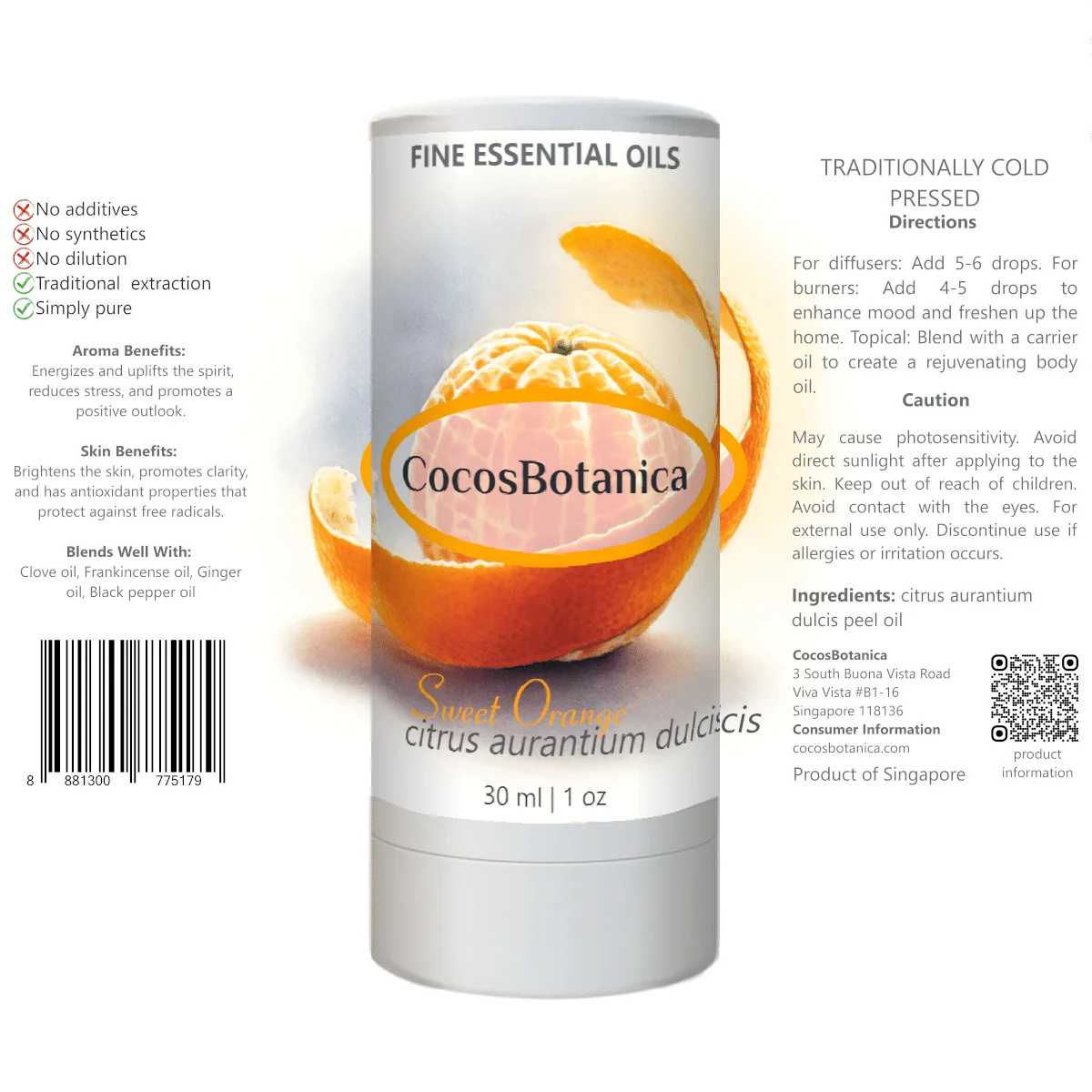 Sweet Orange Oil (citrus aurantium dulcis peel oil) 30 ml