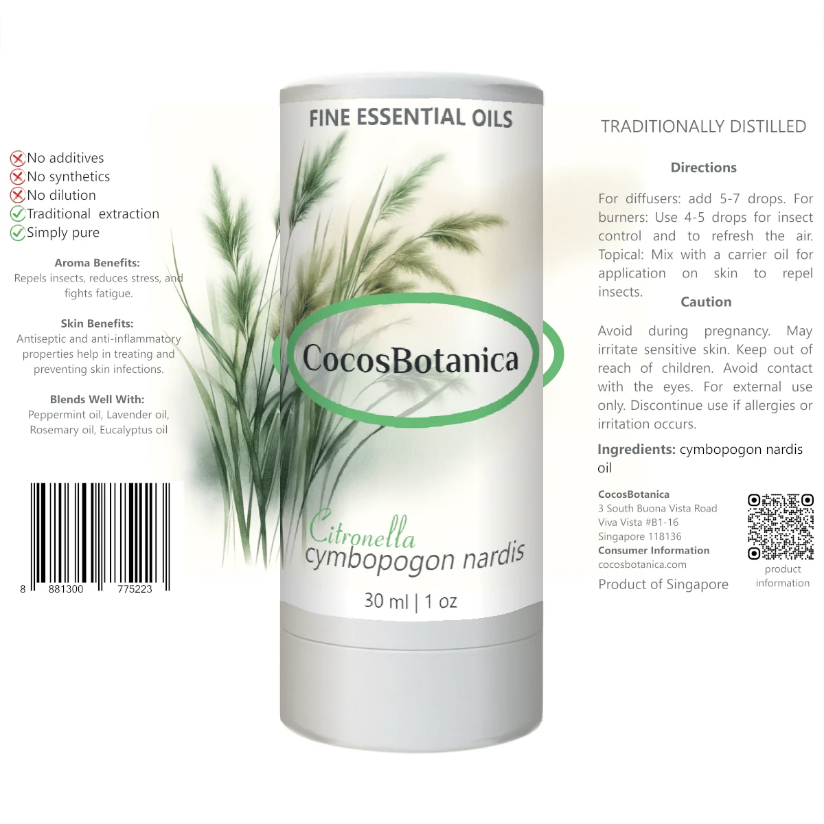 Citronella Oil (Cymbopogon nardus Oil) 30 ml
